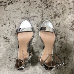 Silver metallic heels